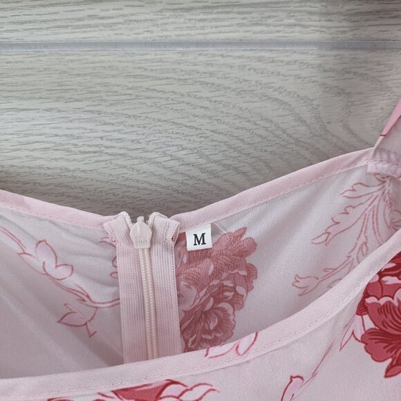 Bow Tie Strap Pink Floral Tiered Dress - Picture 3 of 7